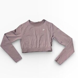 Gymshark Vital Seamless 2.0 Long Sleeve Crop Top Brown Womens Small XS Gym Yoga